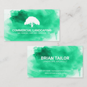 Green Watercolor Tree Business Card