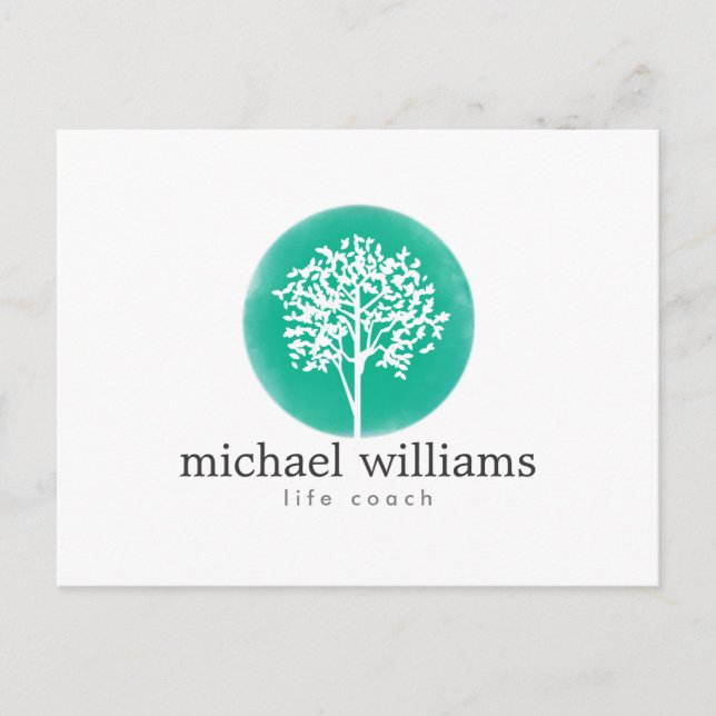 Green Watercolor Tree Postcard (Front)