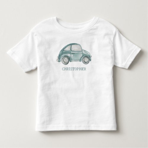 Green Watercolor Vintage Retro Buggy Bug Car Toddler T_shirt