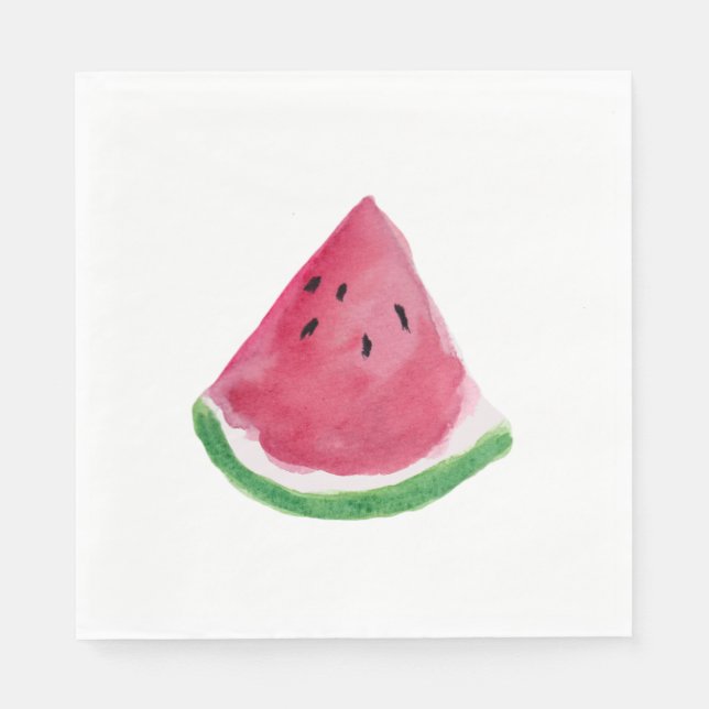 Green Watercolor Watermelon Napkins (Front)