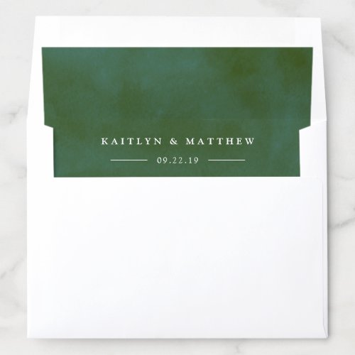 Green Watercolor Wedding Envelope Liner