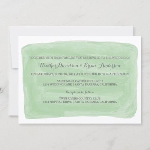 Green Watercolor Wedding Invite
