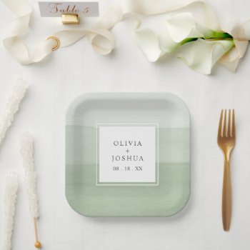 Green Watercolor Wedding Paper Plates by The_Painted_Paperie at Zazzle