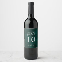 Green Watercolor Wedding Table Number Wine Label