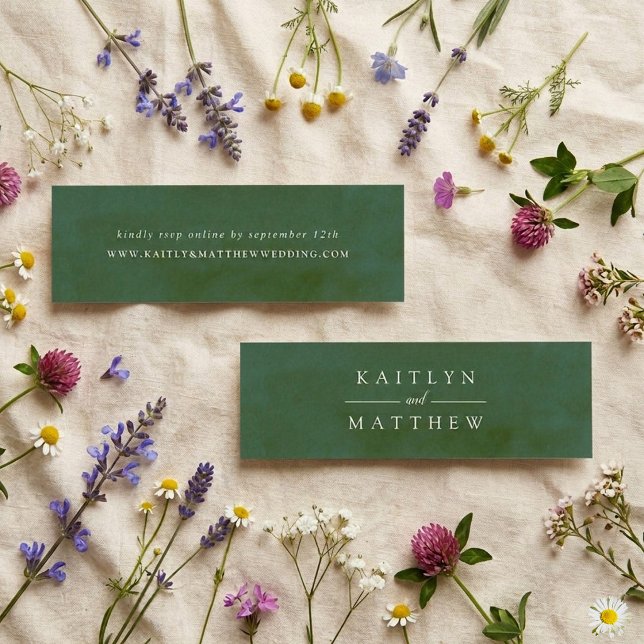 Green Watercolor Wedding Website Mini Business Card (Creator Uploaded)