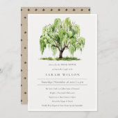 Green Watercolor Willow Tree Bridal Shower Invite (Front/Back)