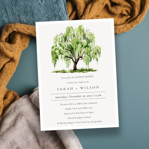 Green Watercolor Willow Tree Couples Shower Invite