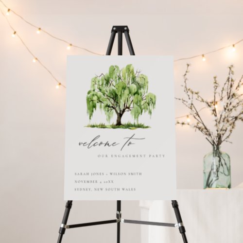 Green Watercolor Willow Tree Engagement Welcome Foam Board