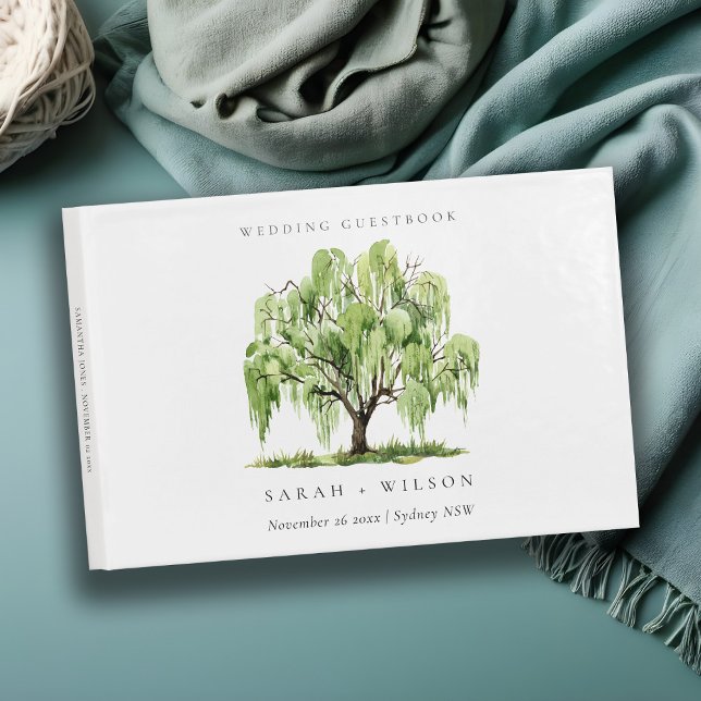Green Watercolor Willow Tree Farm Wedding Guest Book (Creator Uploaded)