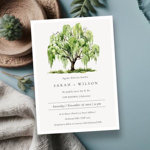 Green Watercolor Willow Tree Farm Wedding Invite