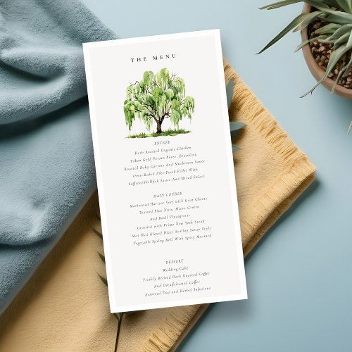 Green Watercolor Willow Tree  Wedding Menu Card