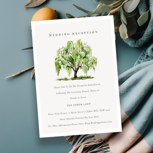 Green Watercolor Willow Tree Wedding Reception Enclosure Card