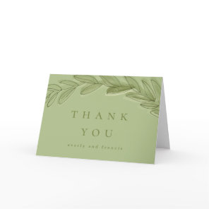 Green Watercolor Wreath Thank You Cards