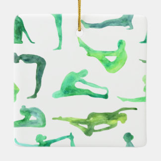 Green Watercolor Yoga Ornament