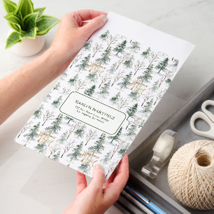 Green watercolors Christmas Trees Pattern Envelope Mailers