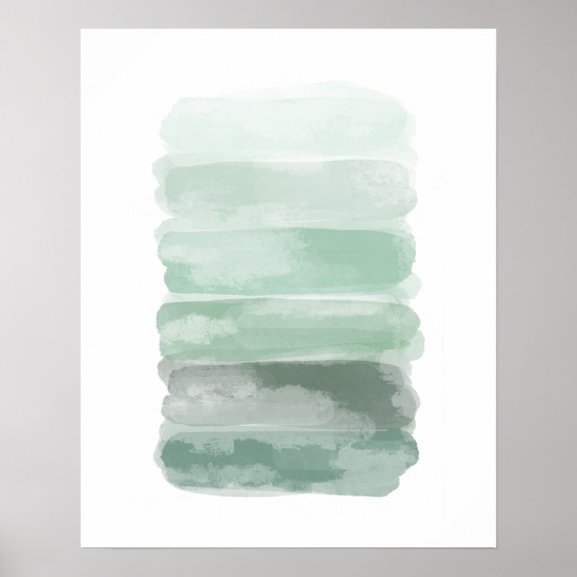 Green Watercolour Brush Strokes Poster (Front)