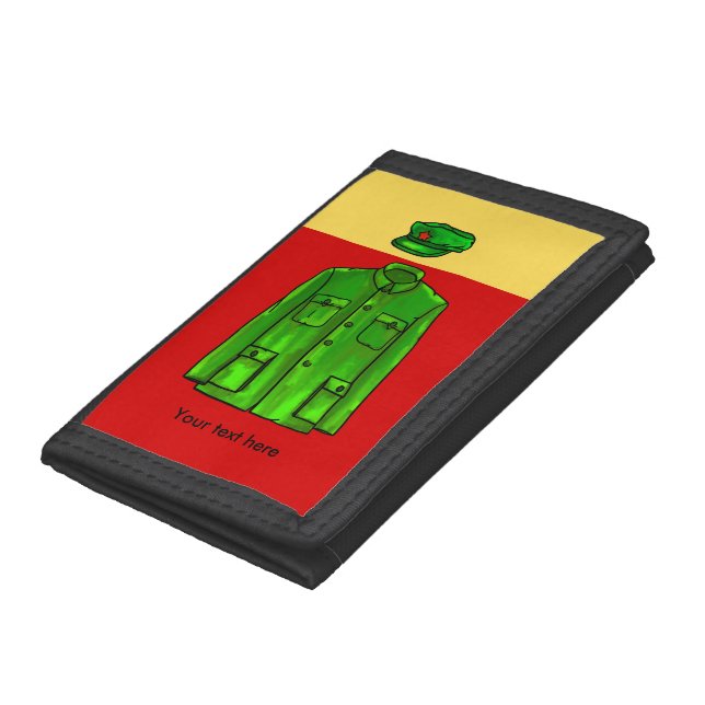 Green Watercolour Chairman Mao Coat and Hat Tri-fold Wallet (Bottom)