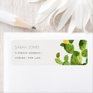 GREEN WATERCOLOUR DESERT CACTUS FLOWER  ADDRESS LABEL