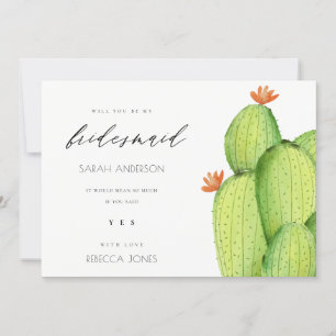 GREEN WATERCOLOUR DESERT CACTUS FLOWER BRIDESMAID INVITATION