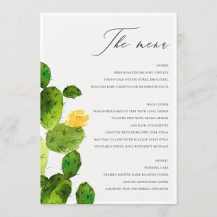 GREEN WATERCOLOUR DESERT CACTUS FLOWER MENU