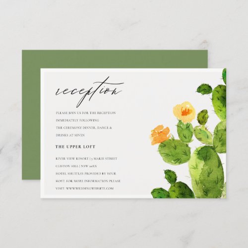 GREEN WATERCOLOUR DESERT CACTUS FLOWER  RECEPTION INVITATION