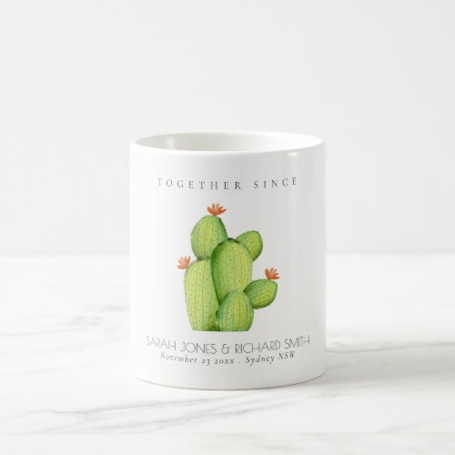 GREEN WATERCOLOUR DESERT CACTUS SAVE THE DATE GIFT COFFEE MUG