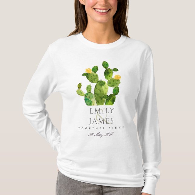 GREEN WATERCOLOUR DESERT CACTUS SAVE THE DATE GIFT T-Shirt (Front)