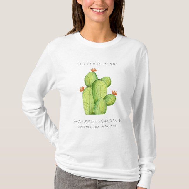 GREEN WATERCOLOUR DESERT CACTUS SAVE THE DATE GIFT T-Shirt (Front)
