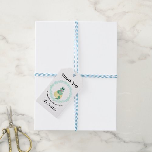 Green Watercolour Dinosaur Thank You Baby Shower Gift Tags