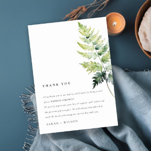 GREEN WATERCOLOUR FERN FOLIAGE THANK YOU CARD