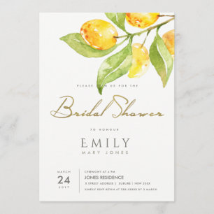 GREEN WATERCOLOUR FOLIAGE OLIVE BRIDAL SHOWER INVITATION