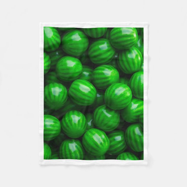 Green Watermelon Bubble Gum Pattern Fleece Blanket (Front)