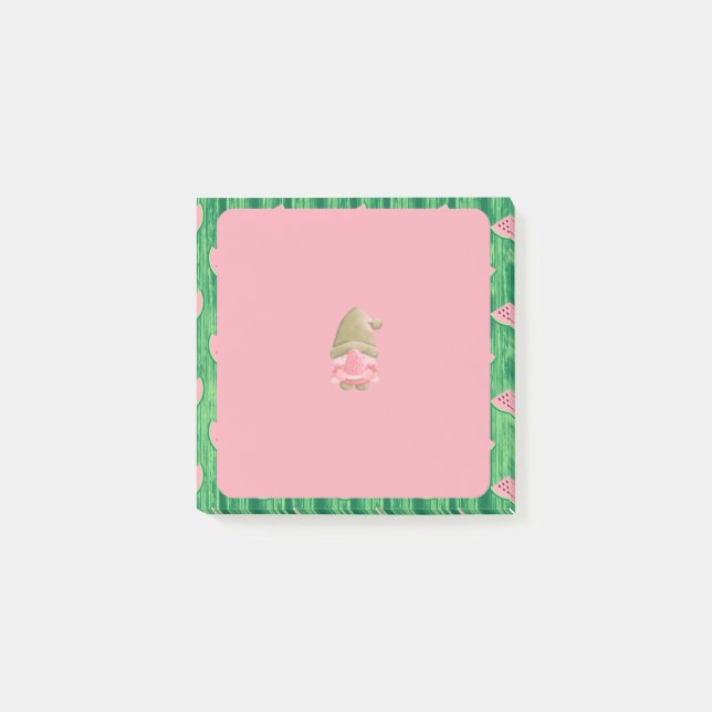 Green Watermelon Gnome Post-it Notes (Front)