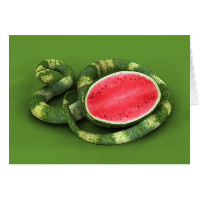 Green Watermelon Snake Cards (Front Horizontal)