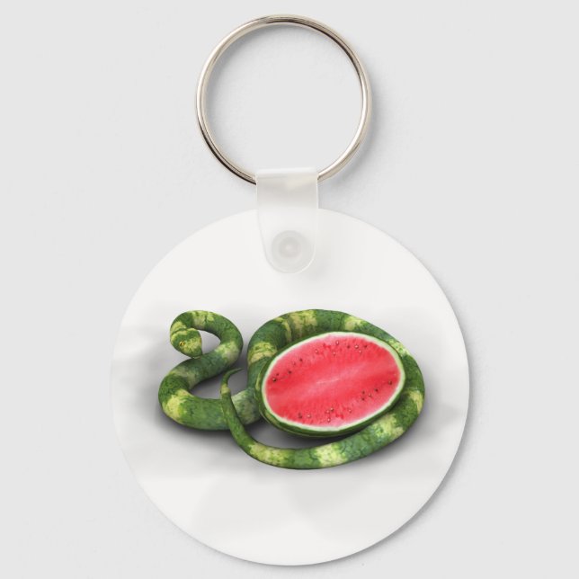 Green Watermelon Snake Keychain (Front)