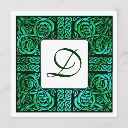 Green Waters Celtic Monogram Wedding Invitation