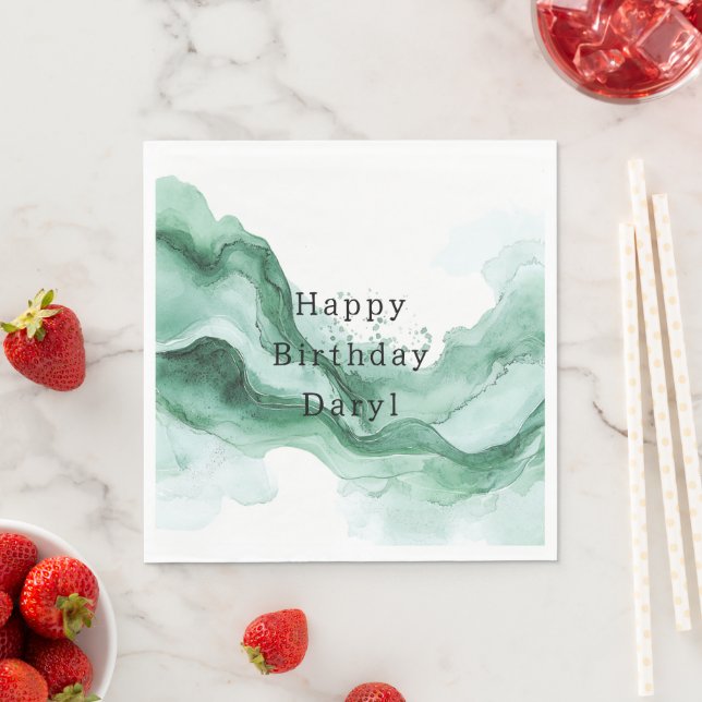 Green Wave Abstract Napkins (Insitu)