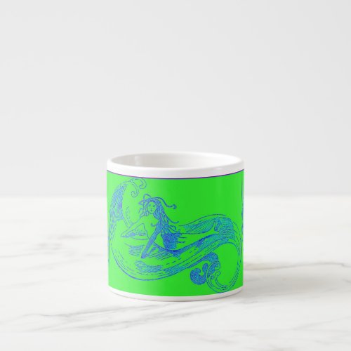 green wave mermaid espresso mug