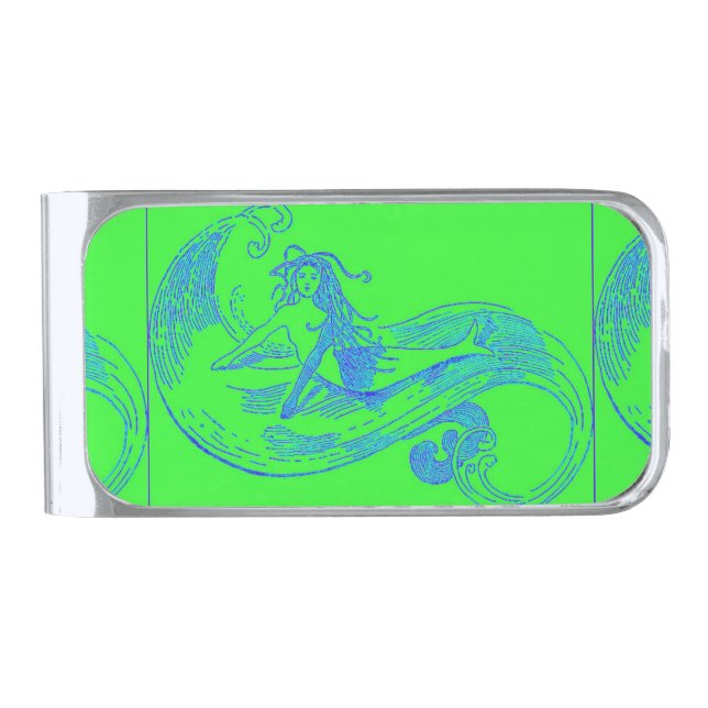 green wave mermaid money clip (Front)