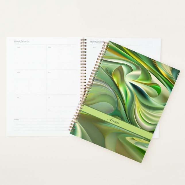 green wave pattern abstract planner (Display)