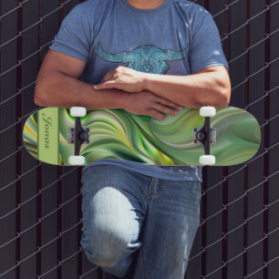 green wave patterns abstract skateboard