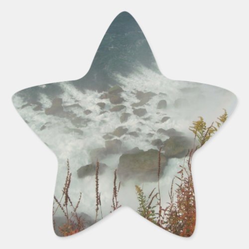 Green Waves Blue White Water Abstract Nature Rocks Star Sticker