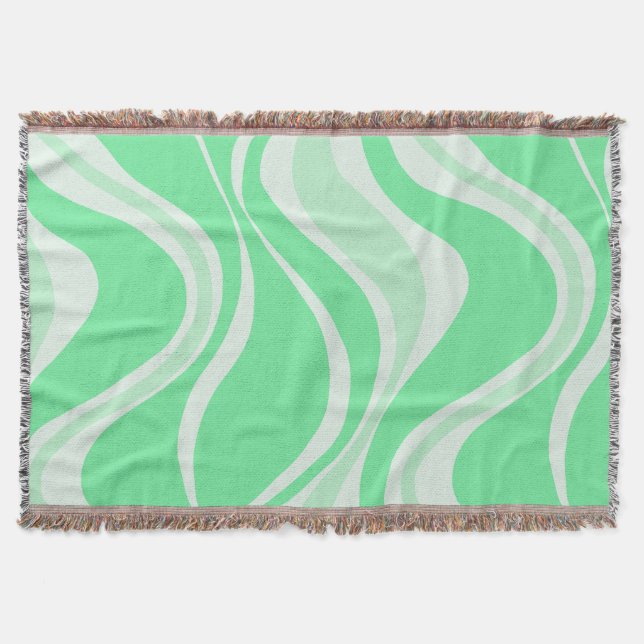 Green Waves Throw Blanket  (Front)