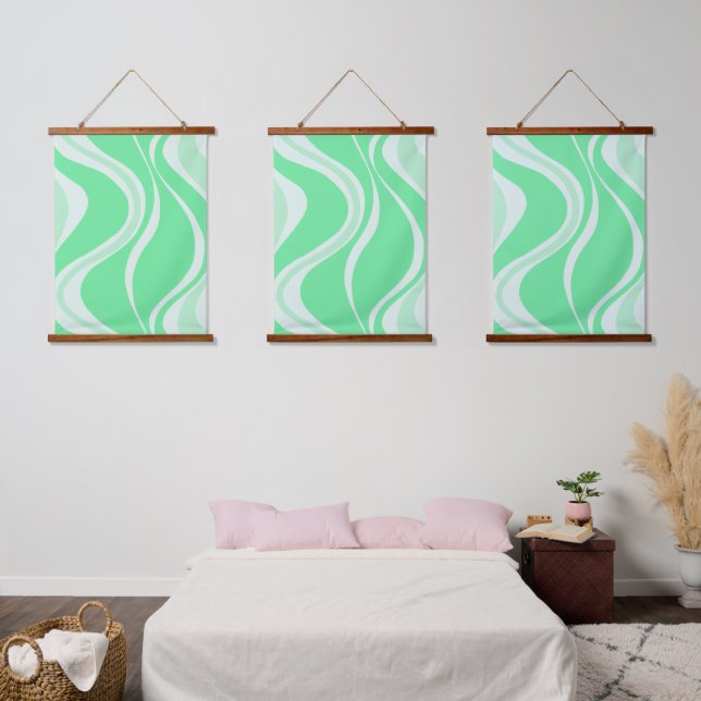 Green Waves Triple Wall Tapestry Set (Bedroom)