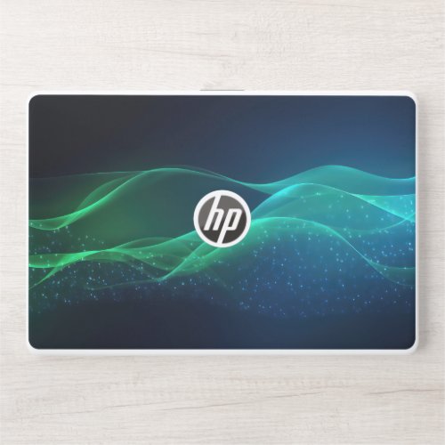 Green waving lines with dots HP Laptop Skin