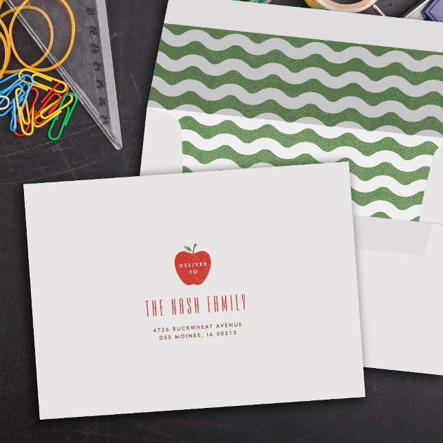 Green Wavy Apple Self-Addressed Graduation  Envelope (Creator Uploaded)