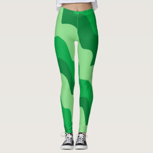 Green wavy ocean waves gradient  leggings