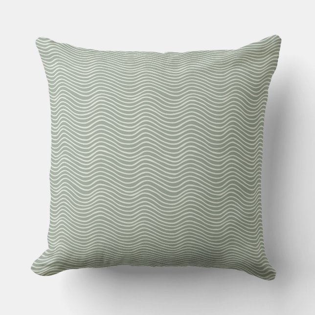Green Wavy Pattern Outdoor Pillow (Front)