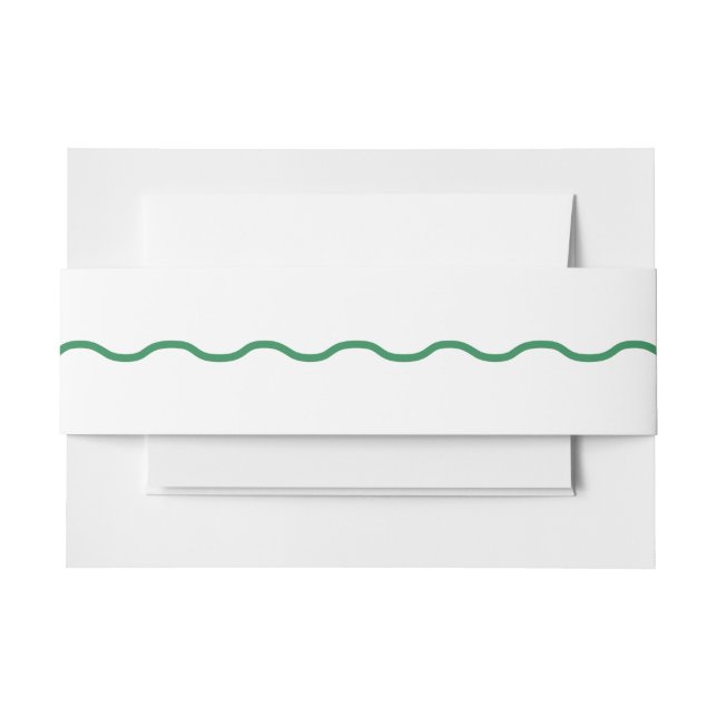 Green Wavy Retro Wedding Invitation Belly Band (Front Example)