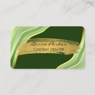 Green Wavy Stripes Elegant Modern Curvy  Business Card
